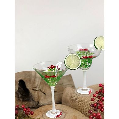 6.7” Mistletoe Love Martini Set of 2