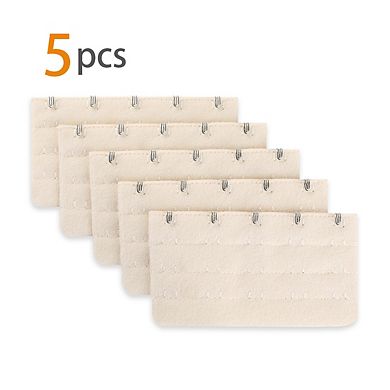 Ladies 5 Rows Hook And Eye Tape Extension Bra Strap Extender Beige 5 Pcs