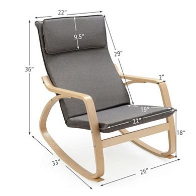 Stable Wooden Frame Leisure Rocking Chair With Removable Upholstered Cushion