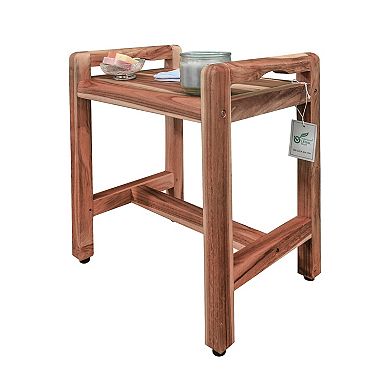 Eleganto 20" Teak Wood Shower Bench With LiftAide Arms