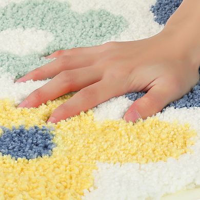 Soft Plush Non Slip Printing Bathroom Mat Quick Dry Reversible Microfiber Bath Rugs, 20" X 32"