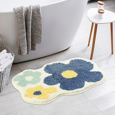 Soft Plush Non Slip Printing Bathroom Mat Quick Dry Reversible Microfiber Bath Rugs, 20" X 32"