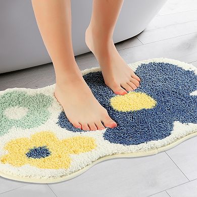 Soft Plush Non Slip Printing Bathroom Mat Quick Dry Reversible Microfiber Bath Rugs, 20" X 32"