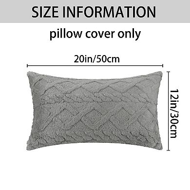 Short Plush Throw Solid Striped Soft Pillow Covers 2 Pcs 12" X 20"