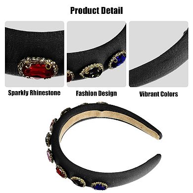 Bling Rhinestone Headband Sponges Wide Edge Rhinestone Headband for Women