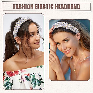 Floral Ruched Headbands Non-slip Pearl Hair Hoop Headbands For Women Purple