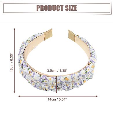 Floral Ruched Headbands Non-slip Pearl Hair Hoop Headbands For Women Purple