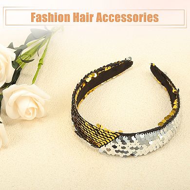 Sequin Headband Sparkle Headbands Elastic Headbands Gold Tone Silver Tone