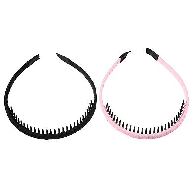 4pcs Women Teeth Comb Headbands Non-slip Hair Hoop Green Pink Beige Black