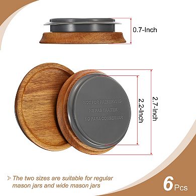 Regular Mouth Mason Jar Lids Wooden Storage Canning Jar Lids (6 PCS）