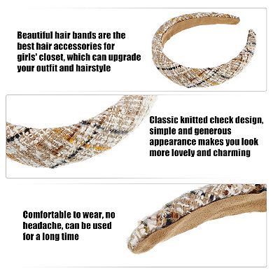 1 Pcs Tweed Padded Headband Fashion Hairband For Woman Non Slip Knitted