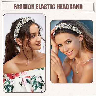 Floral Ruched Headbands Non-slip Pearl Hair Hoop Headbands For Women Black
