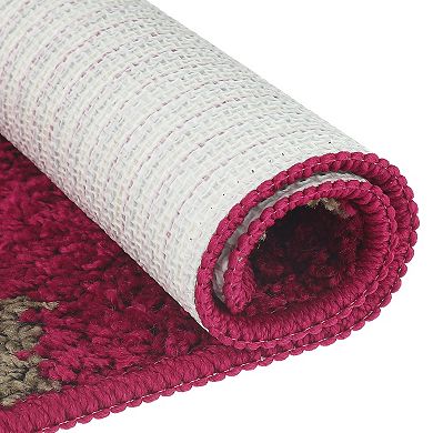 Checked Washable Plush Shaggy Bath Mat , 16" X 24"