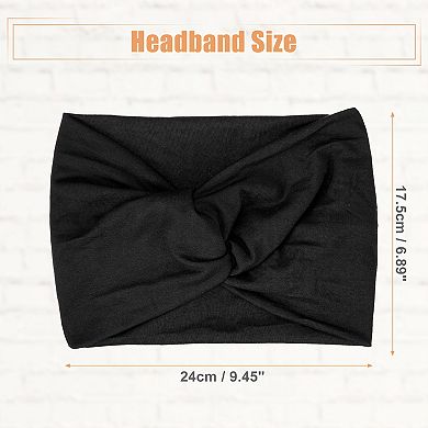 6pcs Yoga Elastic Headbands Knotted Head Wraps 6.89inch Wide Black for Women