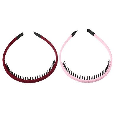 4pcs Women Teeth Comb Headbands Non-slip Hair Hoop Wine Red Beige Pink Blue