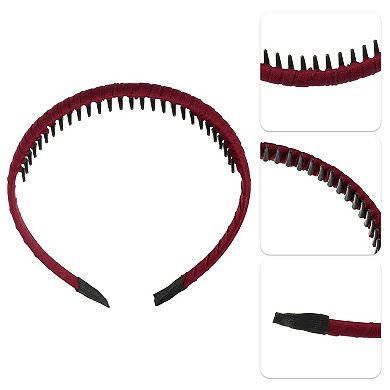 4pcs Women Teeth Comb Headbands Non-slip Hair Hoop Wine Red Beige Pink Blue