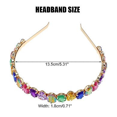 Metal Colorful Glass Faux Crystal Hairband Rhinestone Women Hairband Drip Shape