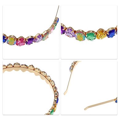 Metal Colorful Glass Faux Crystal Hairband Rhinestone Women Hairband Drip Shape