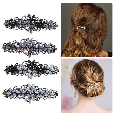 4 Pcs Hair Clips for Women Sparkly Rhinestones Hairpin Multicolor