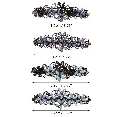 4 Pcs Hair Clips for Women Sparkly Rhinestones Hairpin Multicolor