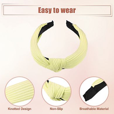 6pcs Wide Knotted Hair Headband For Women Beige Light Coffee Green 1.18" Wide