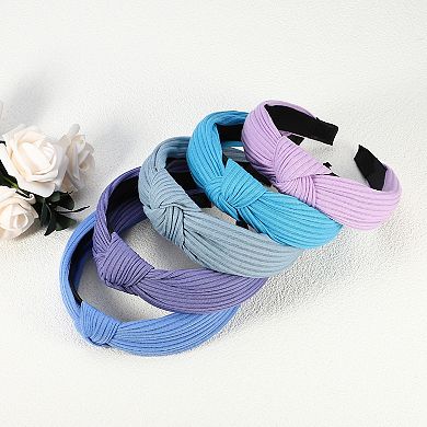 5 Pcs Wide Knotted Headband Wide Headbands For Women Girl Blue Purple 1.18"