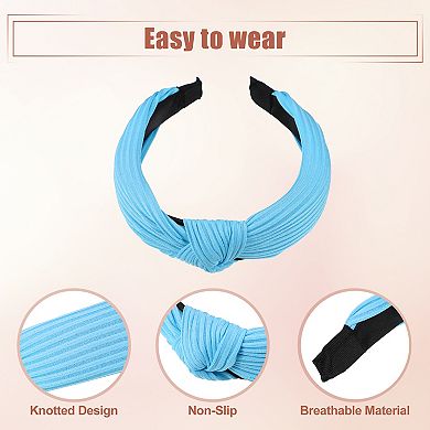 5 Pcs Wide Knotted Headband Wide Headbands For Women Girl Blue Purple 1.18"