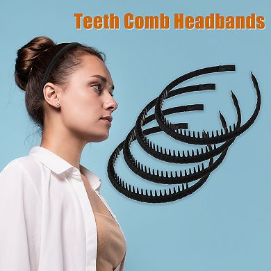 4pcs Women Teeth Comb Headbands Non-slip Head Bandshair Hoop Hairband Black