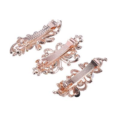 3 Pcs Hair Barrettes for Women Sparkly Rhinestones Hair Clips Multicolor