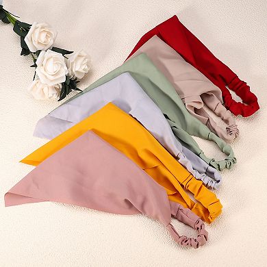 6pcs Hair Scarf Headband Non Slip Khaki Pink Wine Red Yellow Gray Green