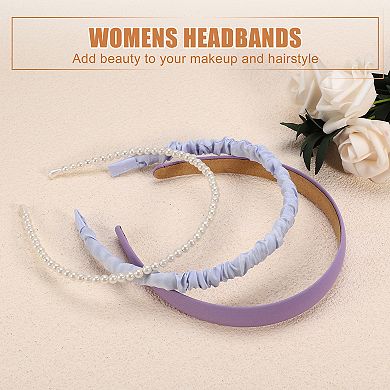 3pcs Fashion Headbands Set Pearl Hair Accessories For Girl Party Purple