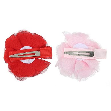 12Pcs Hair Clips for Girls Grosgrain Ribbon Flower Pattern Baby Hair Accessories