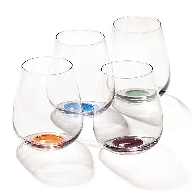 Oneida Colorful Bottom Stemless Wine Glasses 4-piece Set