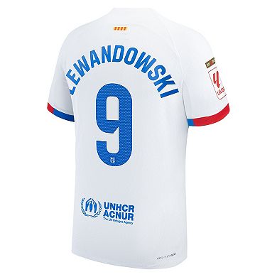 Men's Nike Robert Lewandowski White Barcelona 2023/24 Away Authentic Jersey