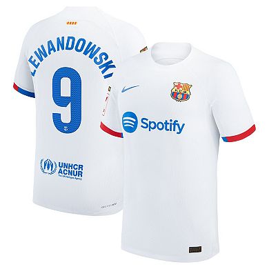 Men's Nike Robert Lewandowski White Barcelona 2023/24 Away Authentic Jersey