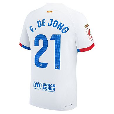 Men's Nike Frenkie de Jong White Barcelona 2023/24 Away Authentic Jersey