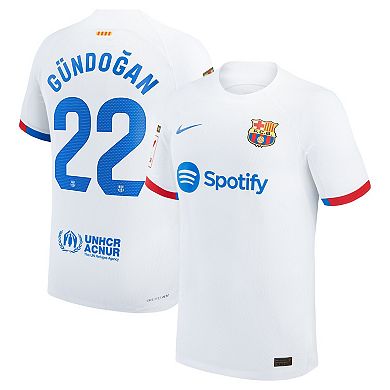 Men's Nike Ilkay Gündogan White Barcelona 2023/24 Away Match Authentic Player Jersey