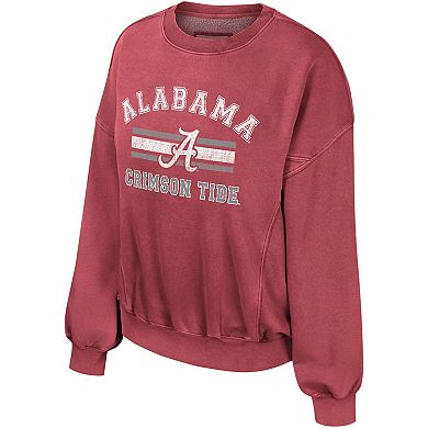 Women's Colosseum Crimson Alabama Crimson Tide Audrey Washed Pullover Sweatshirt