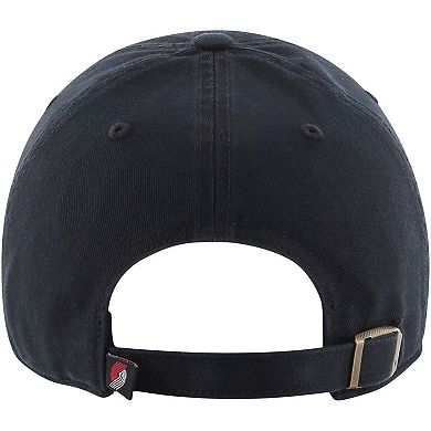 Men's '47 Black Portland Trail Blazers Core Wordmark Clean Up Adjustable Hat