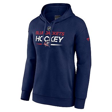 Women's Fanatics Branded  Navy Columbus Blue Jackets Authentic Pro Pullover Hoodie