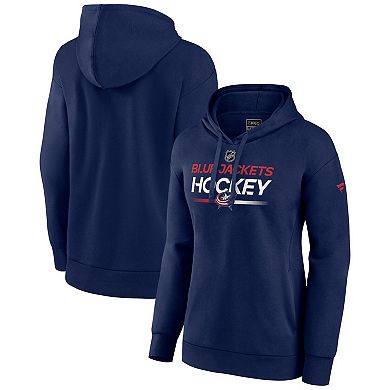 Women's Fanatics Branded  Navy Columbus Blue Jackets Authentic Pro Pullover Hoodie