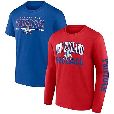 Men's Fanatics Branded Red/Royal New England Patriots Throwback T-Shirt Combo Set