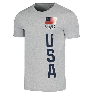 Men's Heather Gray Team USA Flag Five Rings T-Shirt