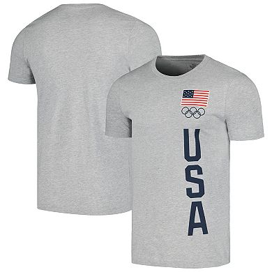 Men's Heather Gray Team USA Flag Five Rings T-Shirt