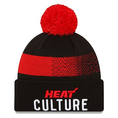 Men's New Era  Black Miami Heat 2023/24 City Edition Cuffed Pom Knit Hat