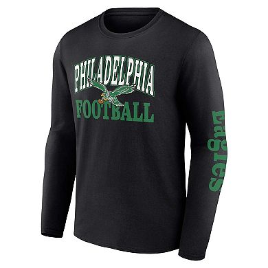 Men's Fanatics Branded Black/Kelly Green Philadelphia Eagles Throwback T-Shirt Combo Set