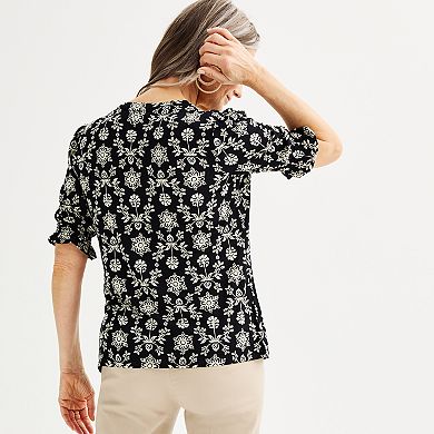 Women's Croft & Barrow® V-Neck Button Down Top 