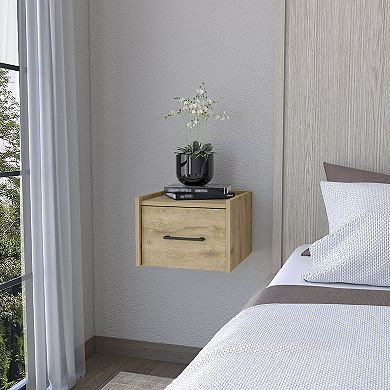 Elfrida Wall-mounted Nightstand, Sleek Single-drawer Design With Spacious Top Shelf