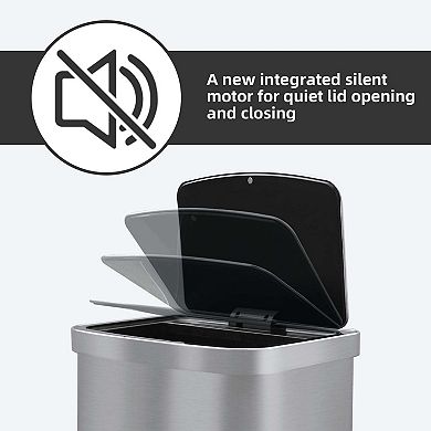 13 Gal./50 Liter Stainless Steel Rectangular Motion Sensor Trash Can For Kitchen