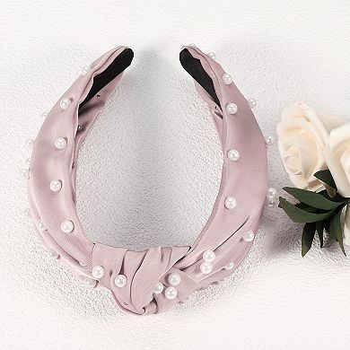 Faux Pearl Knotted Headband, Classic Casual Style Headband For Women